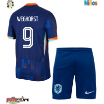Camiseta Países Bajos Wout Weghorst #9 Visitante Equipación para niños Eurocopa 2024 manga corta (+ pantalones cortos)